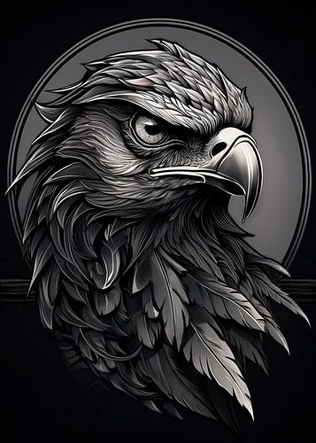 Faucon majestueux en noir et blanc 05