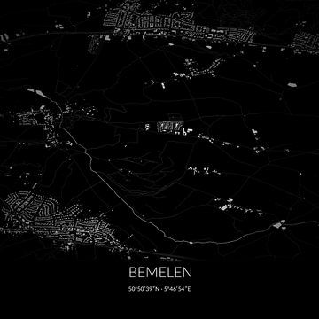 Zwart-witte landkaart van Bemelen, Limburg. van Rezona