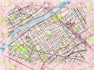 Karte von Levallois-Perret im stil 'Soothing Spring'