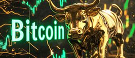 Bitcoin bull with green graphics by Poster Art Shop