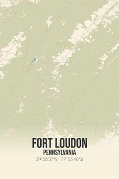 Vintage landkaart van Fort Loudon (Pennsylvania), USA. van Rezona
