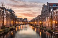 Leiden tijdens zonsondergang