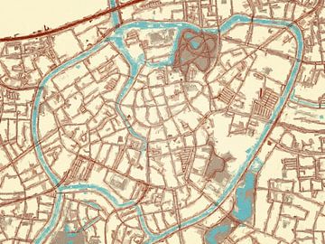 Kaart van Breda Centrum in de stijl Blauw & Crème van Map Art Studio