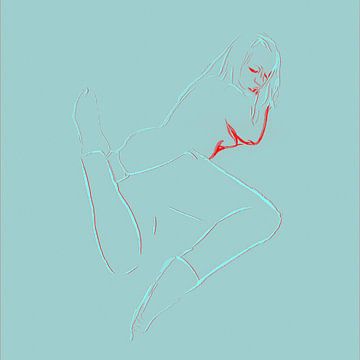 Sexy vrouw digitale tekening schilderij verleidelijke sensuele aanlokkelijke erotische aantrekkelijke liggende luierende begeerlijke mooie dame lekker wijf van VenVision Art