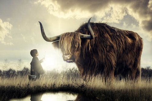A little boy meets a Scottish Highlander