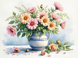 Still life with yellow and pink flowers by The Photo Artist