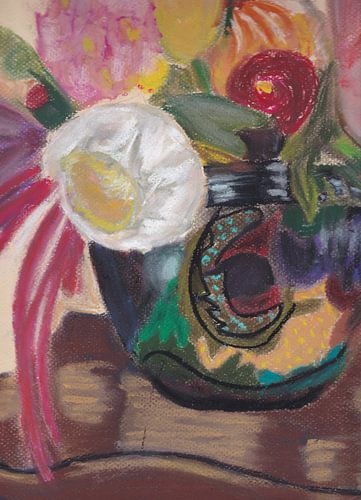 Boeket bloemen in platelen pot