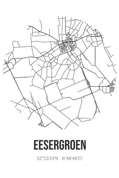 Eesergreen (Drenthe) | Map | Black and White by Prints of Place