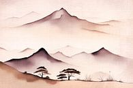 Abstract Modern Japandi mountain landscape in earth colours by FRESH Fine Art thumbnail