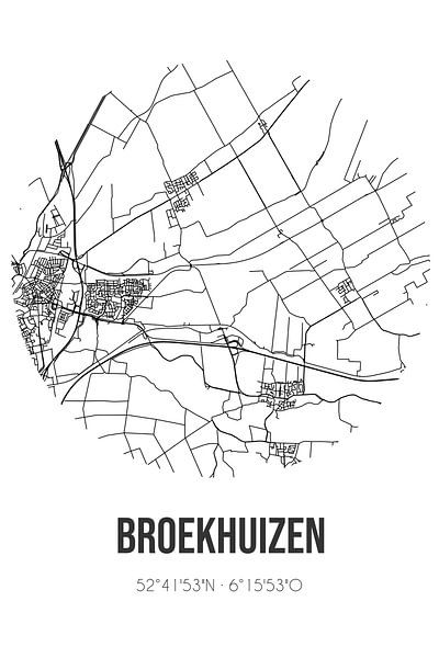 Broekhuizen (Drenthe) | Map | Black and white by Prints of Place