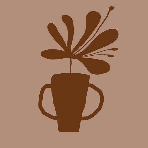 Salontafel. Bloemstilleven in koffie op amandel.