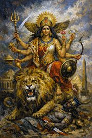 Hindu Goddess Durga painting. by Johannes