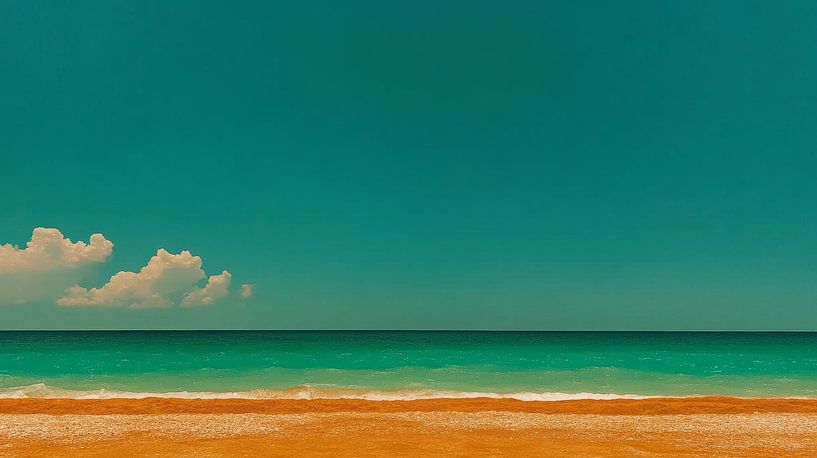 Minimalist sea view with golden sand and turquoise sky by Dutch Art Works