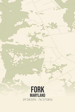 Vintage landkaart van Fork (Maryland), USA. van MijnStadsPoster