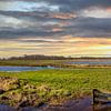 Landschap Gasterse Diep tijdens zonsondergang van Henk van den Brink
