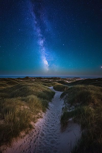 Dünenlandschaft am Abend mit Milchstraße Wattenmeer von Egon Zitter