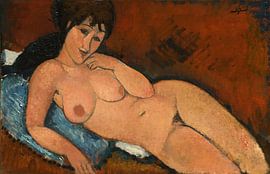Amedeo Modigliani.  Nude ona Blue Cushion, 1917