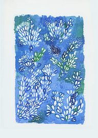 Blauwe Botanische Droom met Wilde Bloemenveld van Olga Markens