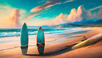 Surfboard on the beach by Mustafa Kurnaz