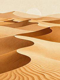 JAPANDI Desert Dunes Landscape - Minimalistische Sahara Sand Ripples Abstrakte Kunst