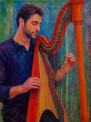 Man die Harp speelt Abstracte Kunst