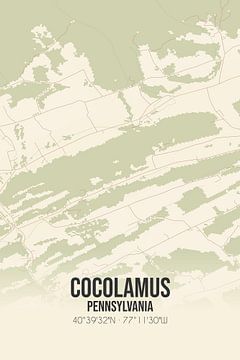 Vieille carte de Cocolamus (Pennsylvanie), USA. sur Rezona