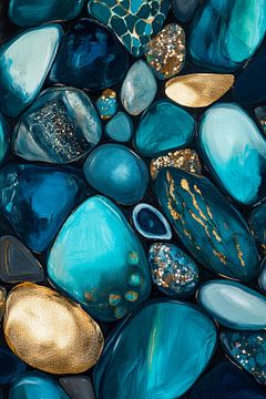 Edelstenen in turkoois en goud van Poster Art Shop