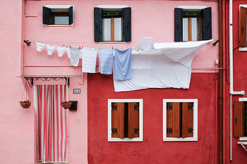 Drying laundry in Burano, Venice in Italy