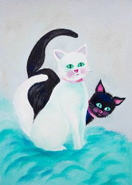 Een witte en zwarte poes / kat : Poes en Snoes van Anne-Marie Somers