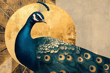 Art Deco Pfau Gemälde von Imperial Art House