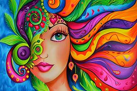 Digital abstract painterly portrait woman