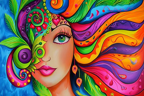 Digitaal abstract schilderachtig portret vrouw