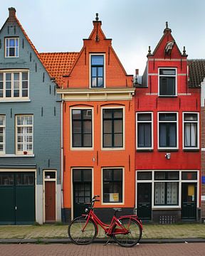 Architectuur in stadskleuren, fiets van fernlichtsicht