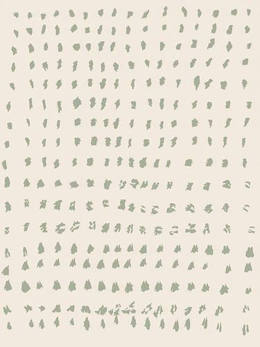 Abstracte minimalistische kunst. Delicaat patroon in salie op wit van Abstract Minimalist Art