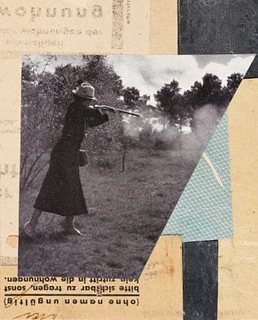 Kurt Schwitters - Avec la chasseresse, dessin merz (1929) sur Peter Balan
