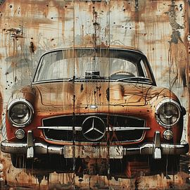 Graffiti Mercedes Benz 300 SL geschlossen rostige Oberfläche