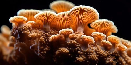 Oranje vuurkoraal op gesteente canvas