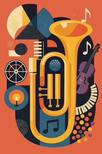 illustratie muziekposter, conceptueel, hedendaags decoratief s