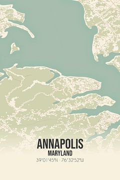 Vintage landkaart van Annapolis (Maryland), USA. van Rezona