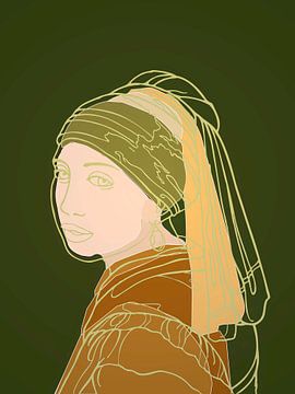 The Girl with the Pearl Earring Inspires Green by Mad Dog Art