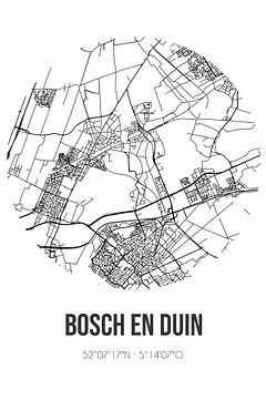 Bosch en Duin (Utrecht) | Karte | Schwarz und Weiß von Rezona