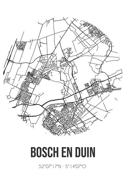 Bosch en Duin (Utrecht) | Map | Black and white by Prints of Place