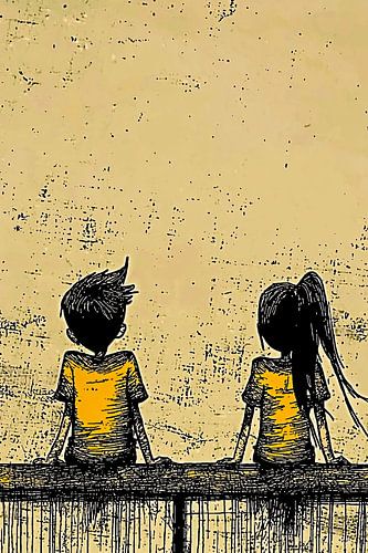 Kinderen op een bankje