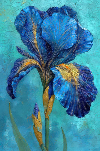 Blaue Iris – Türkisfarbenes Feld
