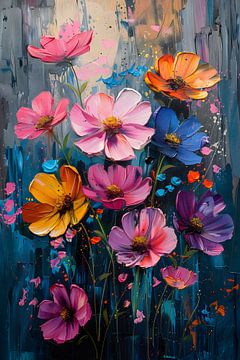 Painting Abstract Flowers | Abstract Painting Living Room | Flower Painting Abstract by AiArtLand