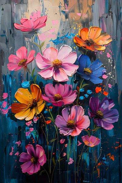 Painting Abstract Flowers | Abstract Painting Living Room | Flower Painting Abstract by AiArtLand