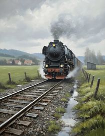 Train Passing in the Drizzle by Regan Frederick