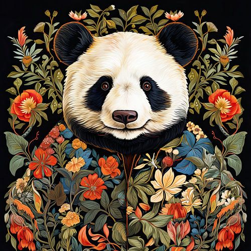 Pandabär mit Blumen Porträt