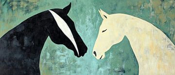 Zwart-witte paarden met een harmonieuze look van Poster Art Shop
