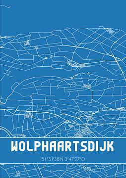 Blauwdruk | Landkaart | Wolphaartsdijk (Zeeland) van MijnStadsPoster